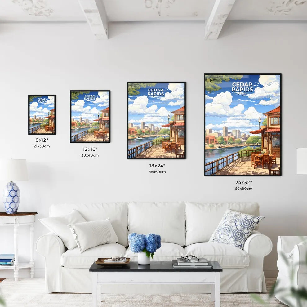 Cedar Rapids, Iowa, A Poster of a building with a river and city in the background Default Title