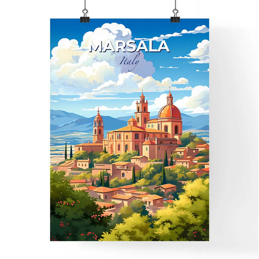 Marsala, Italy, A Poster of a painting of a town with a red roof Default Title