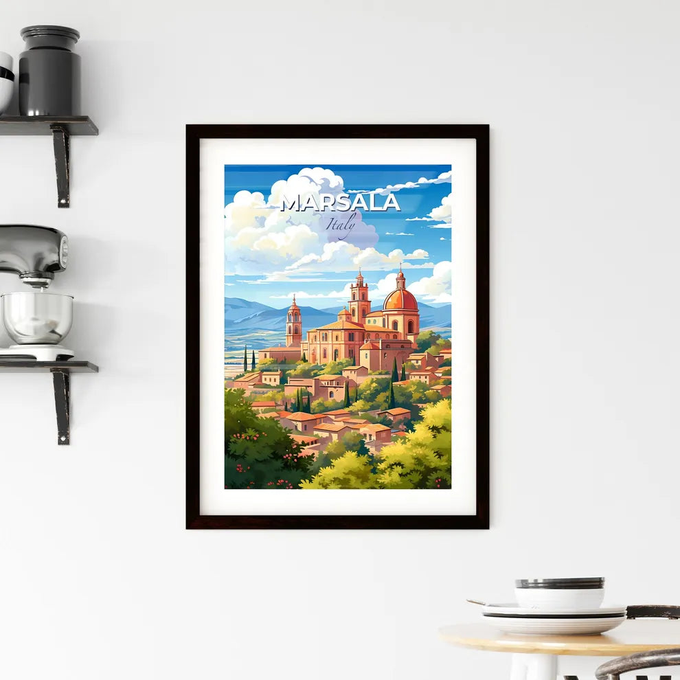 Marsala, Italy, A Poster of a painting of a town with a red roof Default Title
