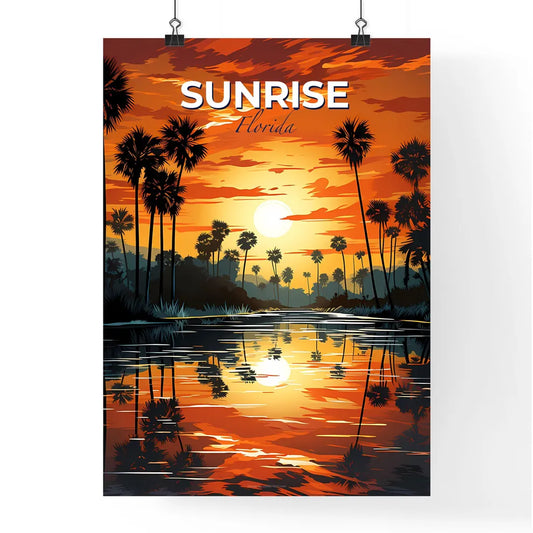 Sunrise, Florida, A Poster of a sunset over a body of water with palm trees Default Title