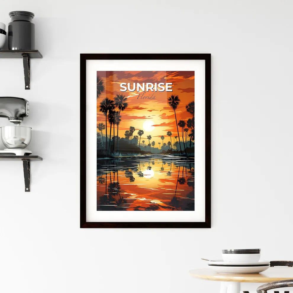 Sunrise, Florida, A Poster of a sunset over a body of water with palm trees Default Title