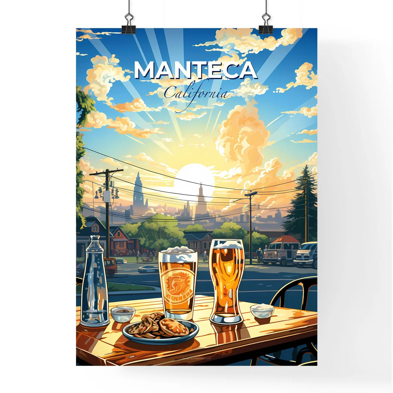 Manteca, California, A Poster of a table with drinks and snacks on it Default Title