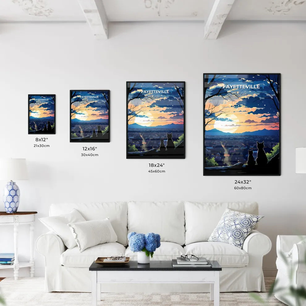 Fayetteville, Arkansas, A Poster of two cats sitting on a rock looking at a city Default Title