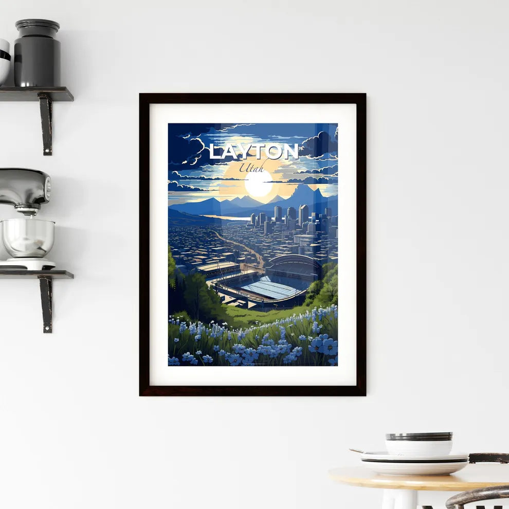 Layton, Utah, A Poster of a city with a stadium and mountains in the background Default Title