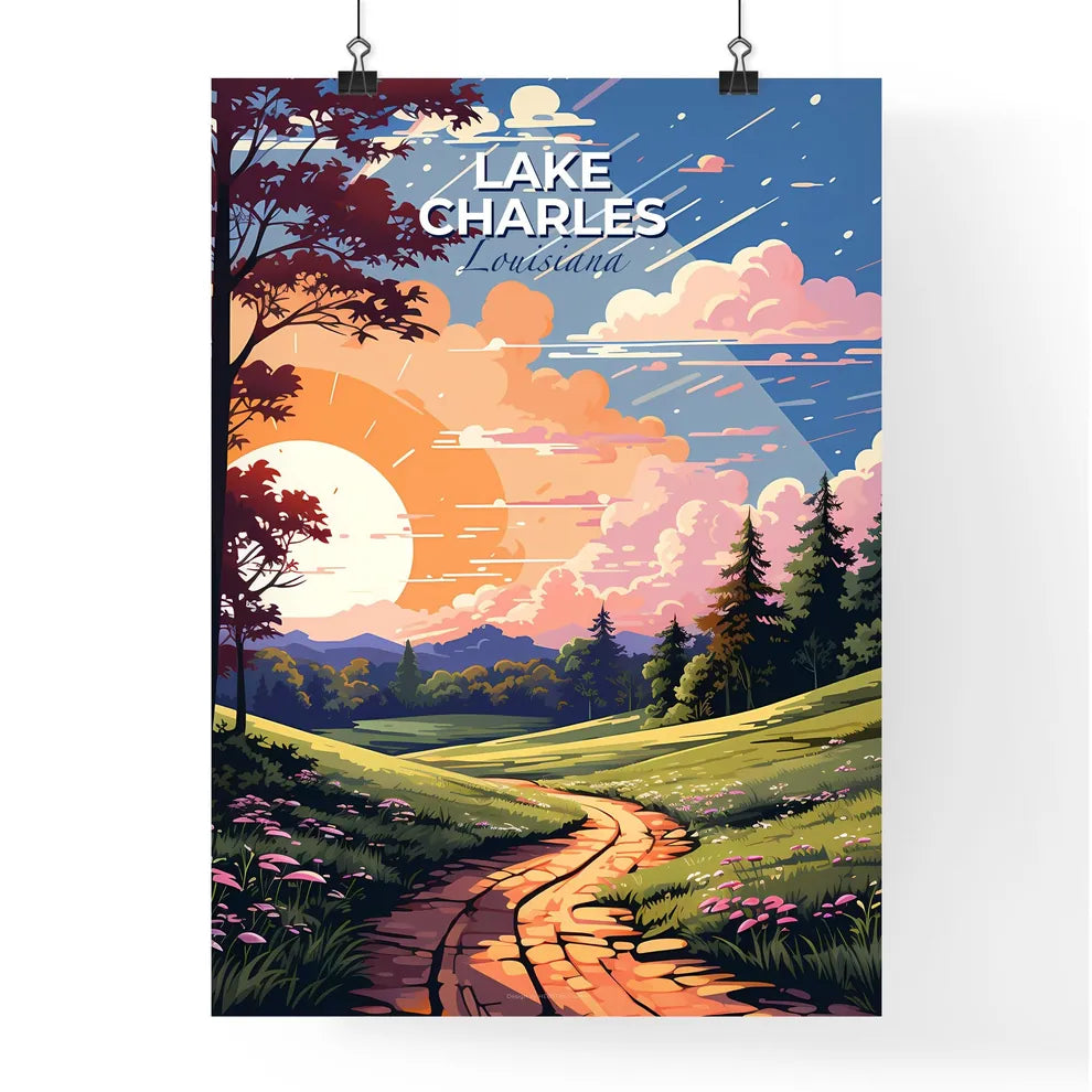 Lake Charles, Louisiana, A Poster of a landscape with a path and trees Default Title