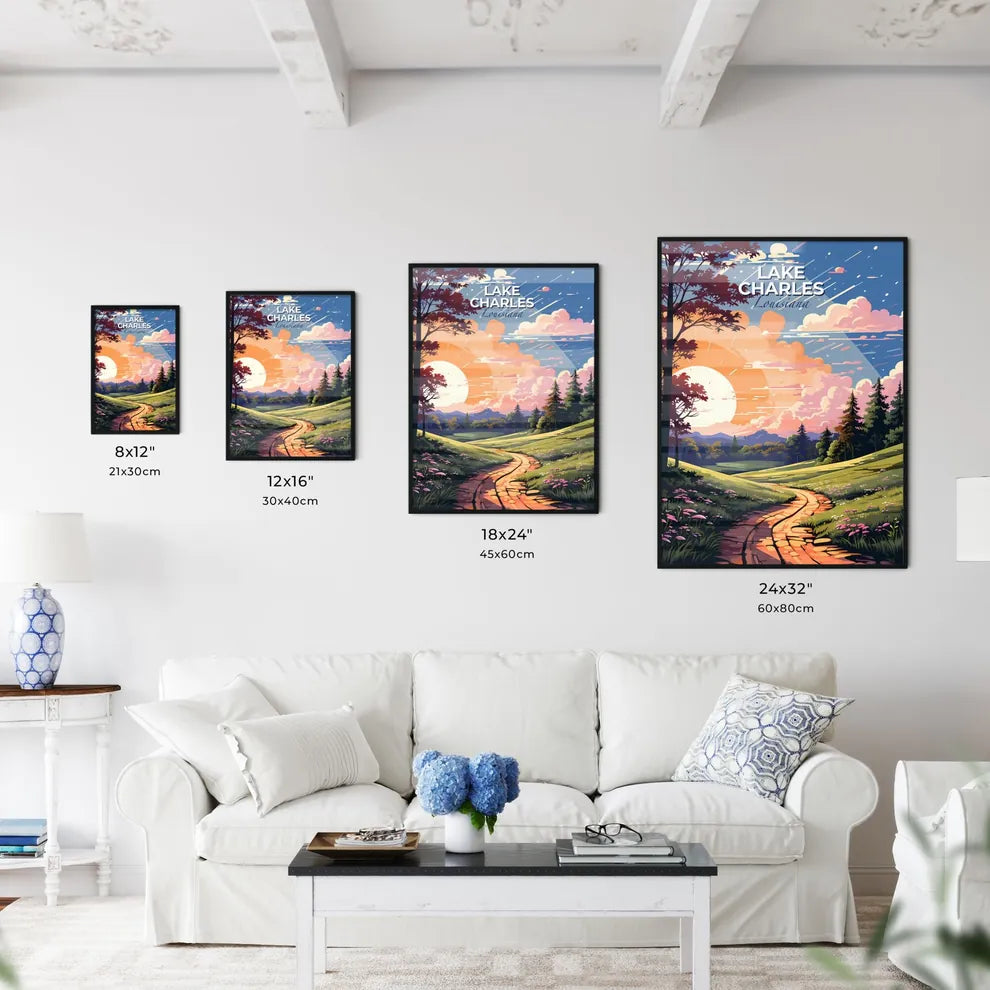 Lake Charles, Louisiana, A Poster of a landscape with a path and trees Default Title