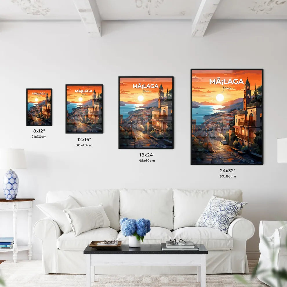 Mã¡Laga, Spain, A Poster of a sunset over a town Default Title