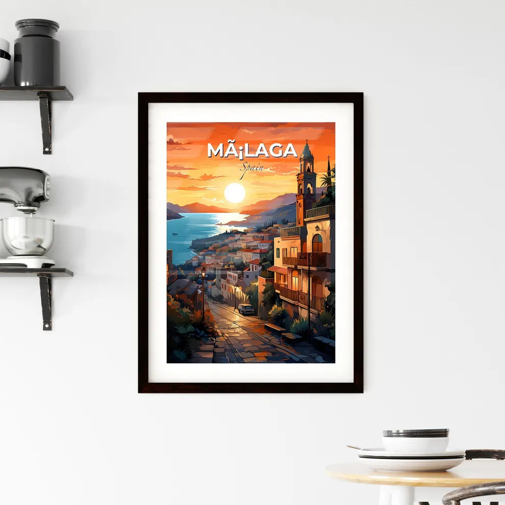 Mã¡Laga, Spain, A Poster of a sunset over a town Default Title