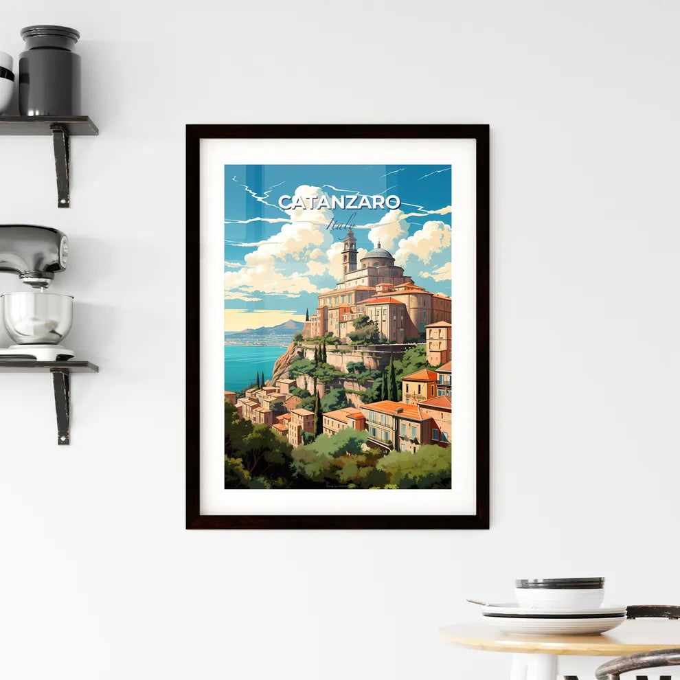 Catanzaro, Italy, A Poster of a large building on a cliff above a body of water Default Title
