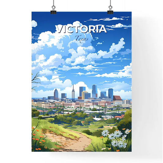 Victoria, Texas, A Poster of a landscape of a city with a path and flowers Default Title