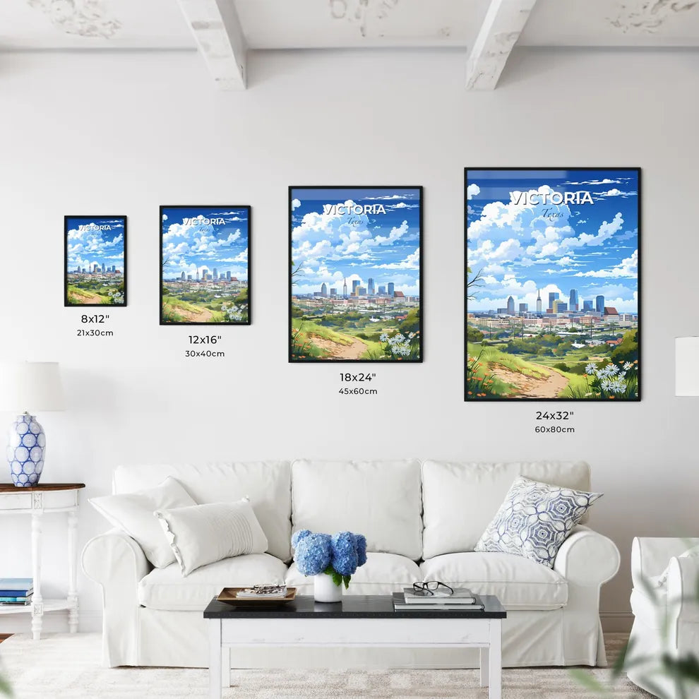 Victoria, Texas, A Poster of a landscape of a city with a path and flowers Default Title