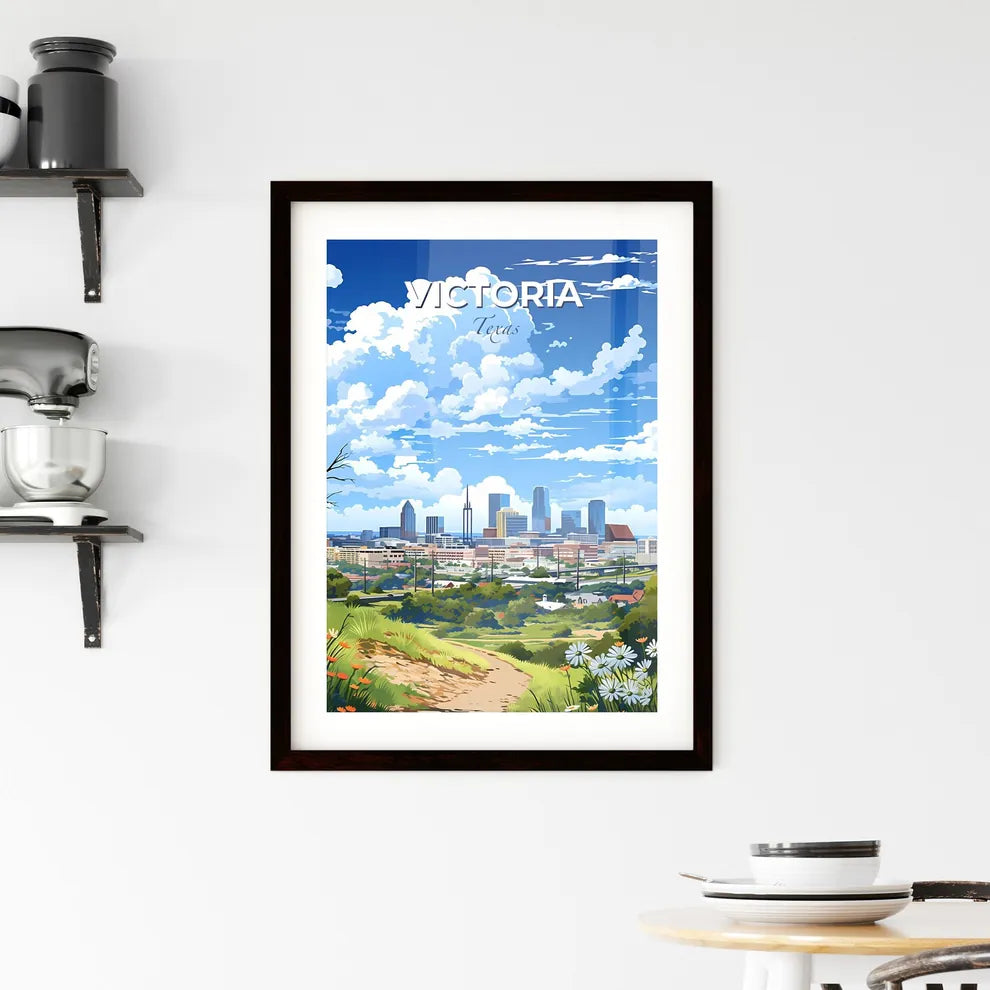 Victoria, Texas, A Poster of a landscape of a city with a path and flowers Default Title
