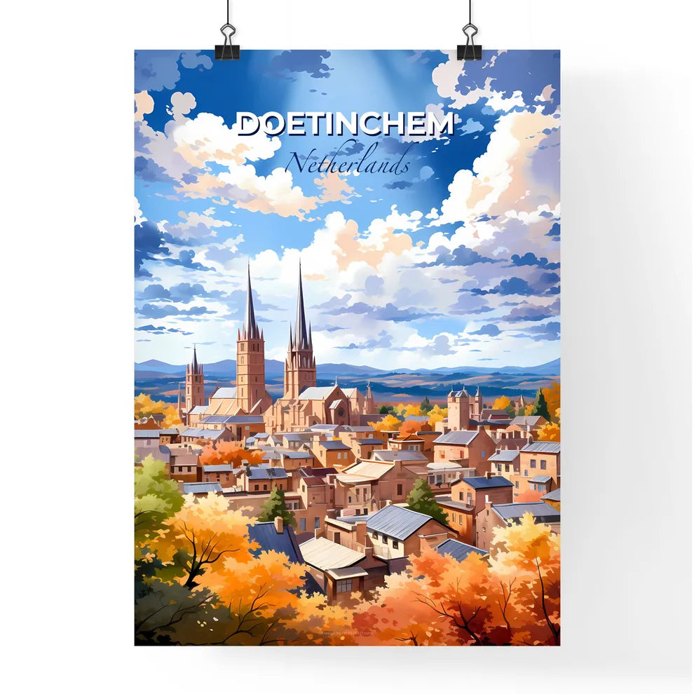 Doetinchem, Netherlands, A Poster of a city with towers and trees Default Title