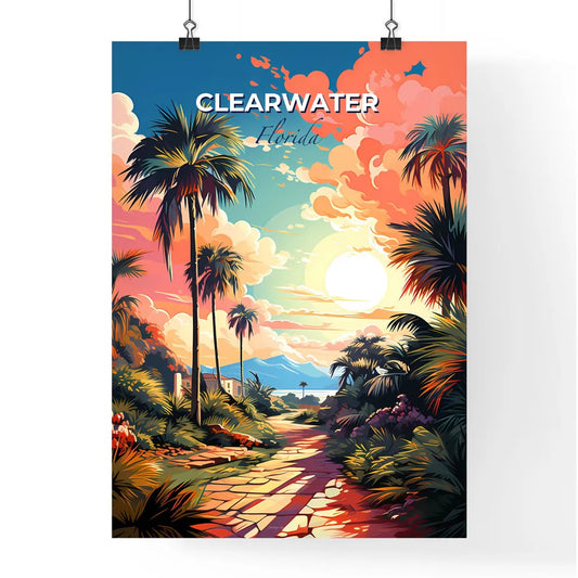 Clearwater, Florida, A Poster of a road with palm trees and a sunset Default Title