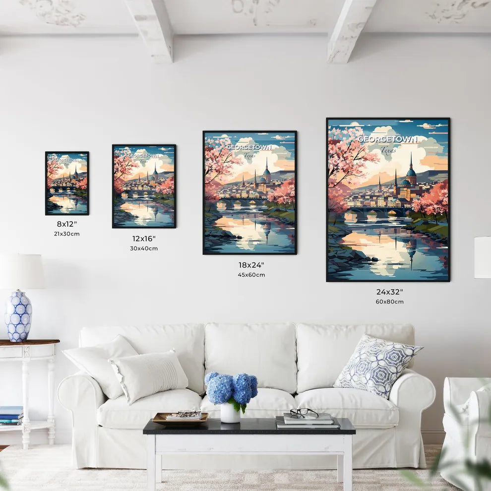 Georgetown, Texas, A Poster of a river with a bridge and a city in the background Default Title