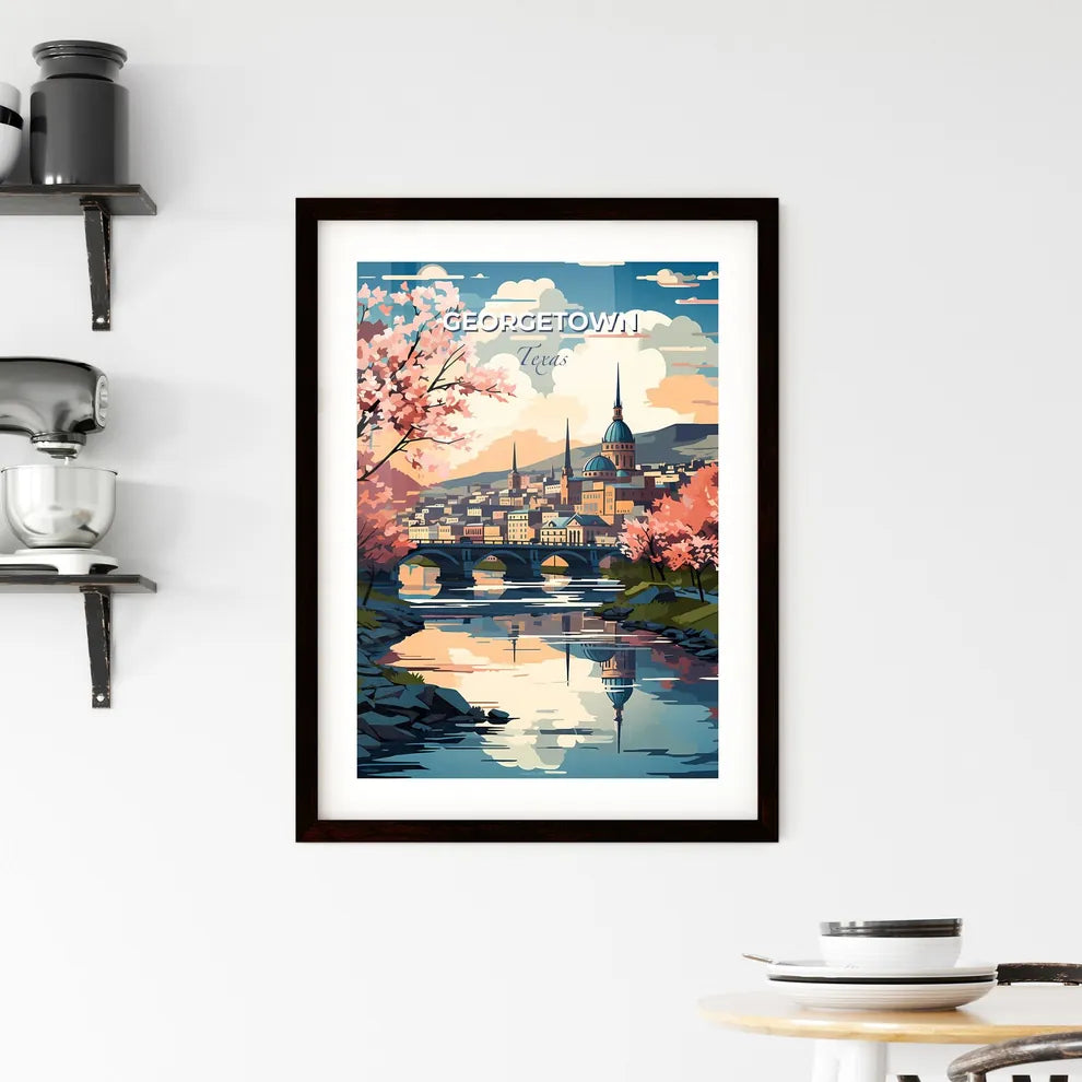 Georgetown, Texas, A Poster of a river with a bridge and a city in the background Default Title