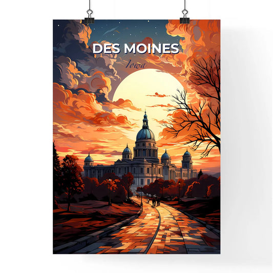 Des Moines, Iowa, A Poster of a large building with a dome and trees Default Title