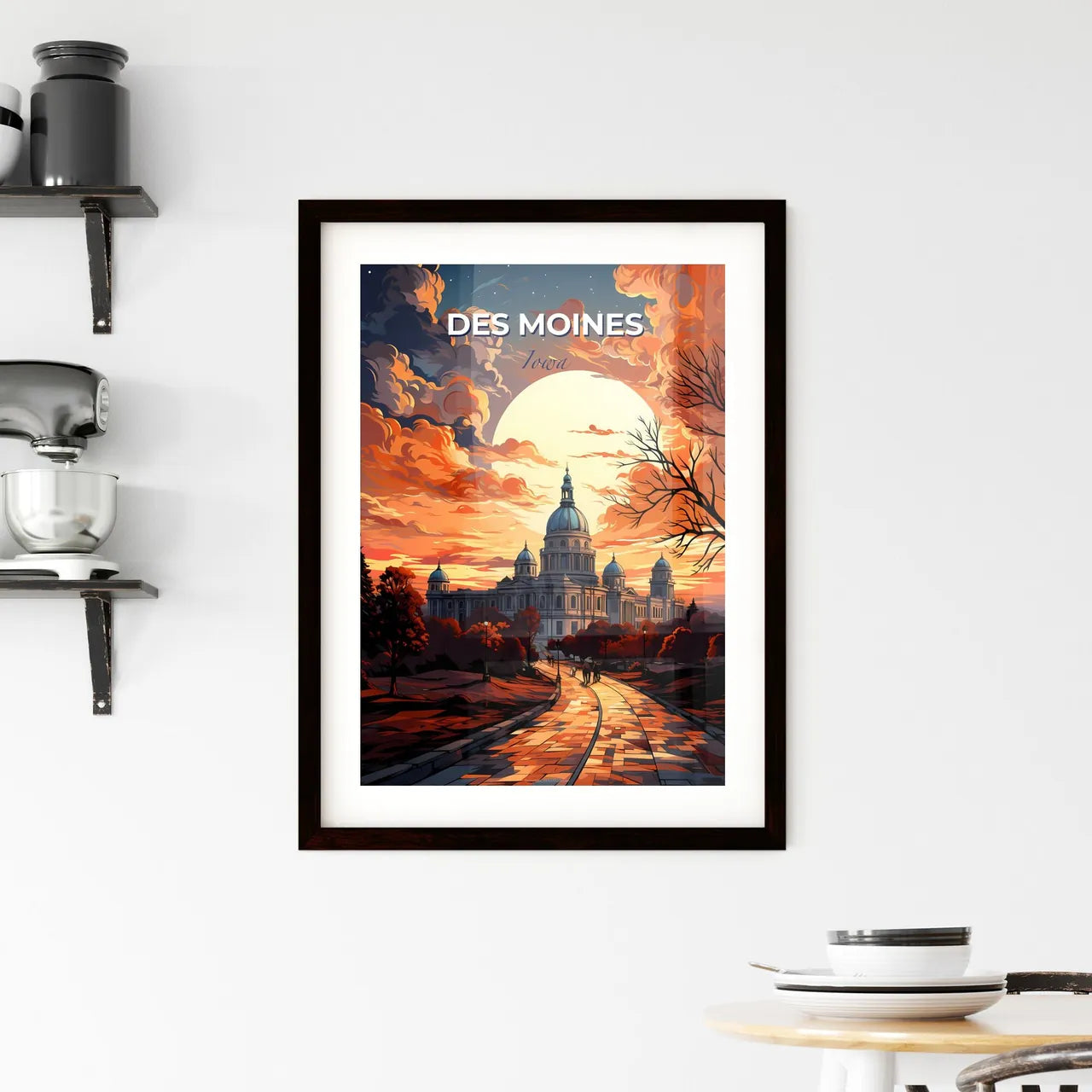 Des Moines, Iowa, A Poster of a large building with a dome and trees Default Title