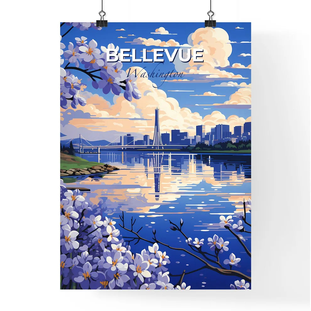 Bellevue, Washington, A Poster of a water body with a city and a bridge Default Title