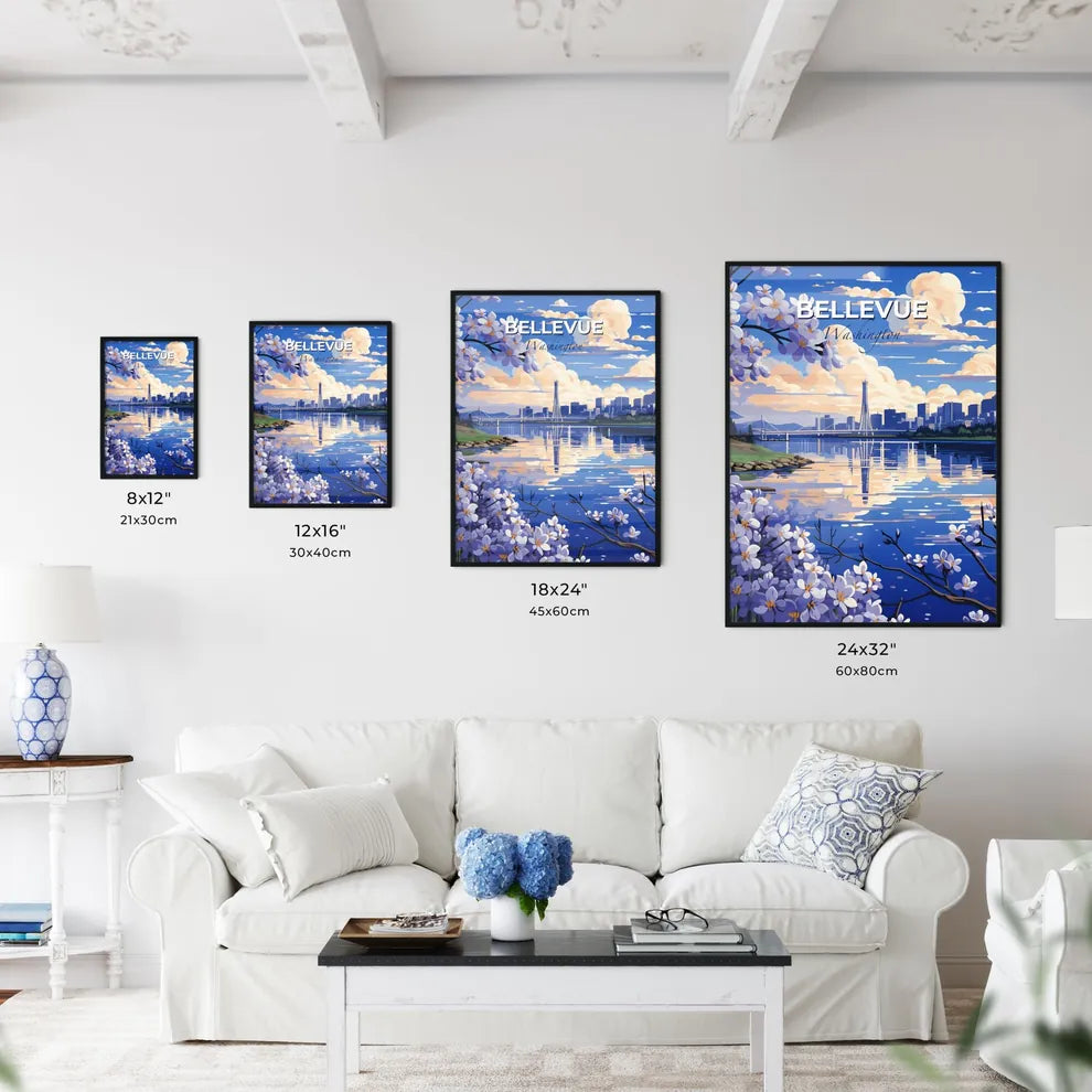 Bellevue, Washington, A Poster of a water body with a city and a bridge Default Title
