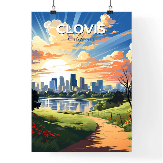 Clovis, California, A Poster of a landscape with a city and a lake Default Title