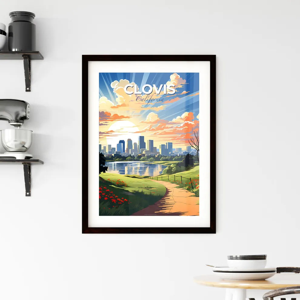Clovis, California, A Poster of a landscape with a city and a lake Default Title