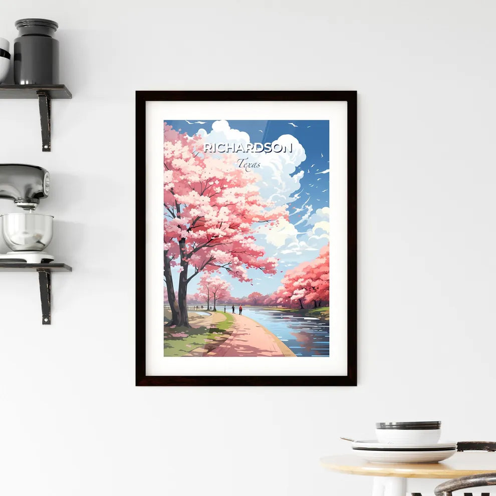 Richardson, Texas, A Poster of a path with pink trees and a river Default Title