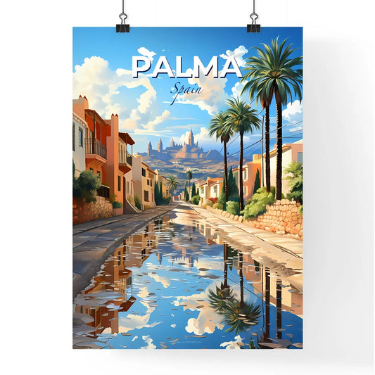 Palma, Spain, A Poster of a road with palm trees and buildings on the side Default Title