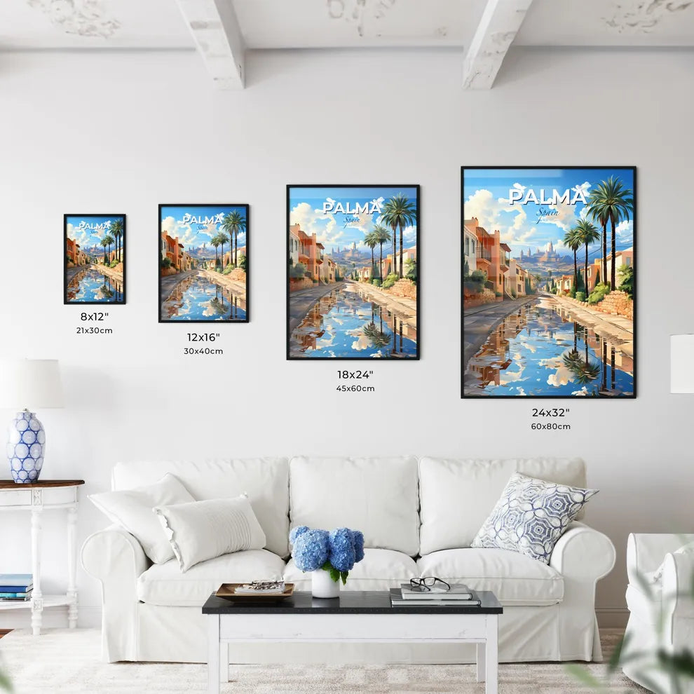 Palma, Spain, A Poster of a road with palm trees and buildings on the side Default Title