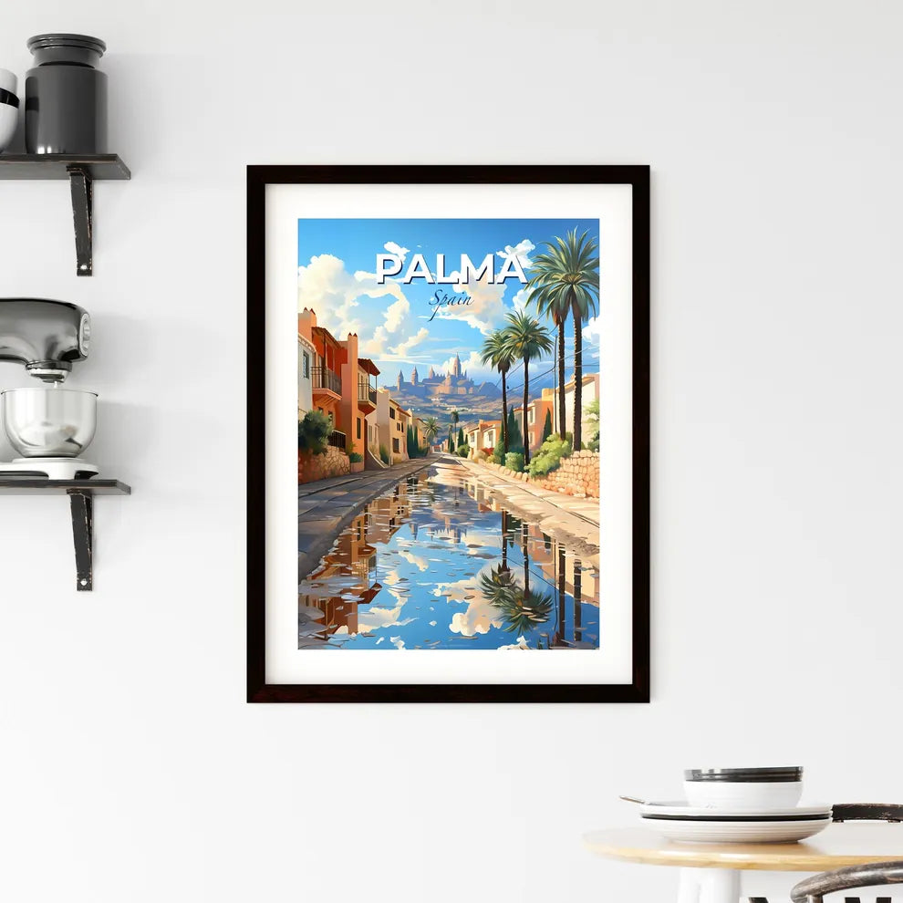 Palma, Spain, A Poster of a road with palm trees and buildings on the side Default Title