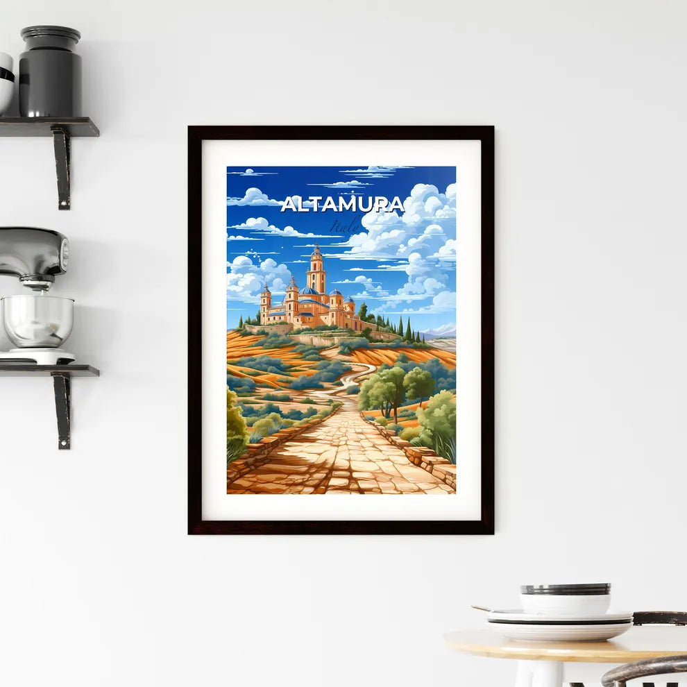 Altamura, Italy, A Poster of a stone path leading to a castle on a hill Default Title