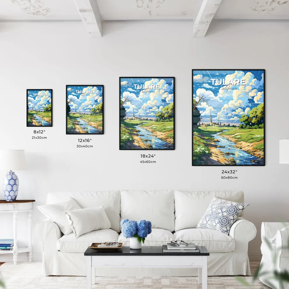 Tulare, California, A Poster of a river running through a grassy area Default Title