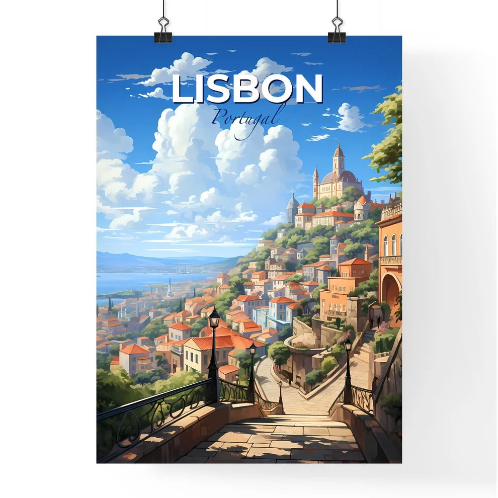 Lisbon, Portugal, A Poster of a city on a hill Default Title