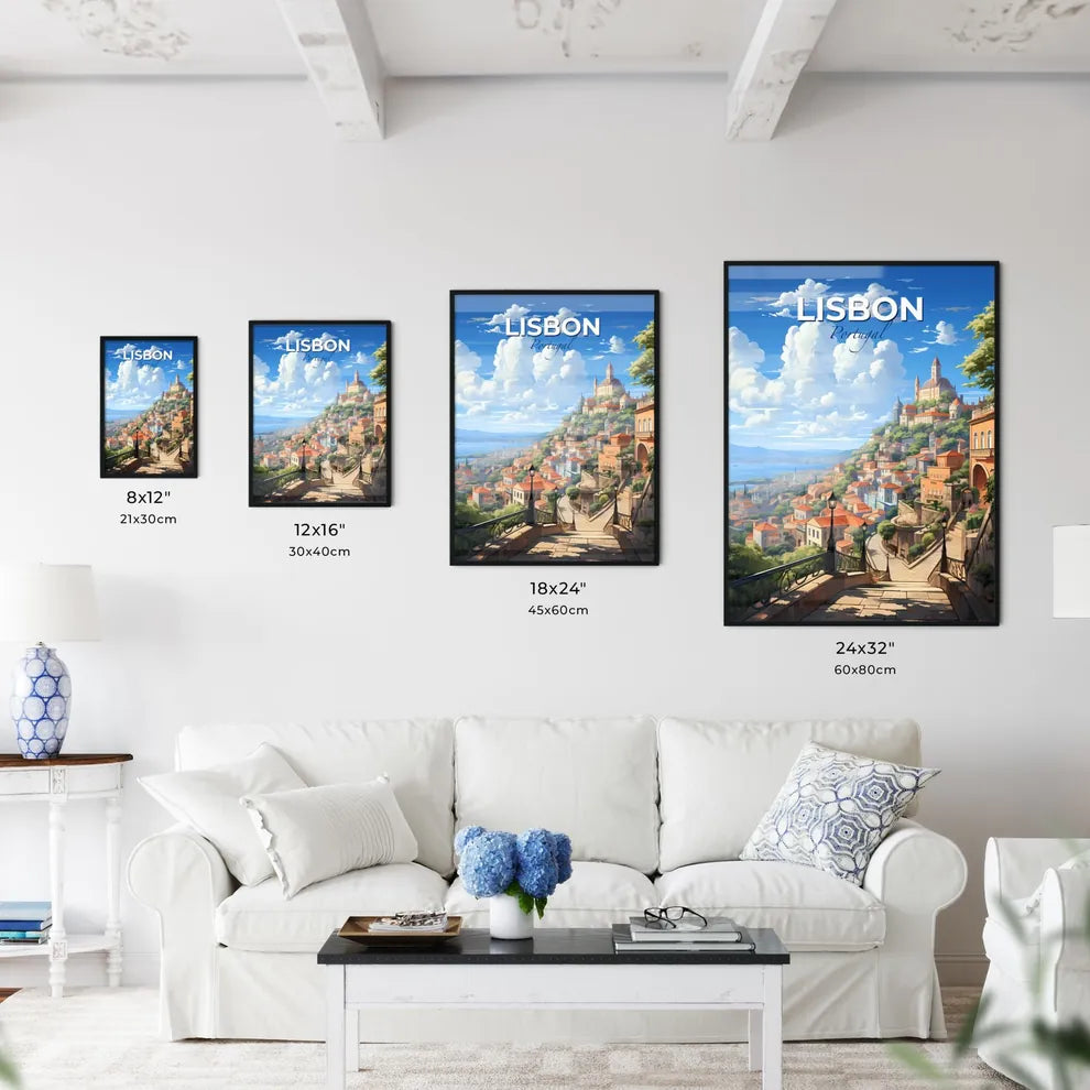 Lisbon, Portugal, A Poster of a city on a hill Default Title