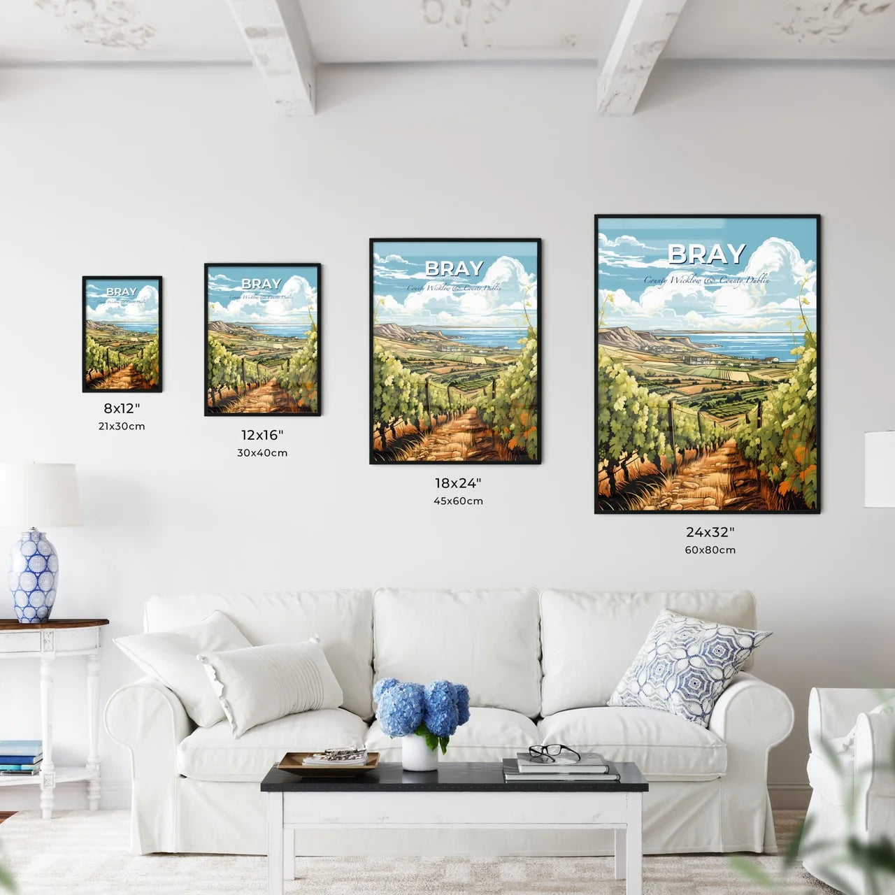 Bray, County Wicklow & County Dublin, A Poster of a landscape with a hill and a body of water Default Title