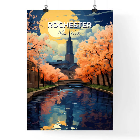 Rochester, New York, A Poster of a water canal with trees and a building in the background Default Title