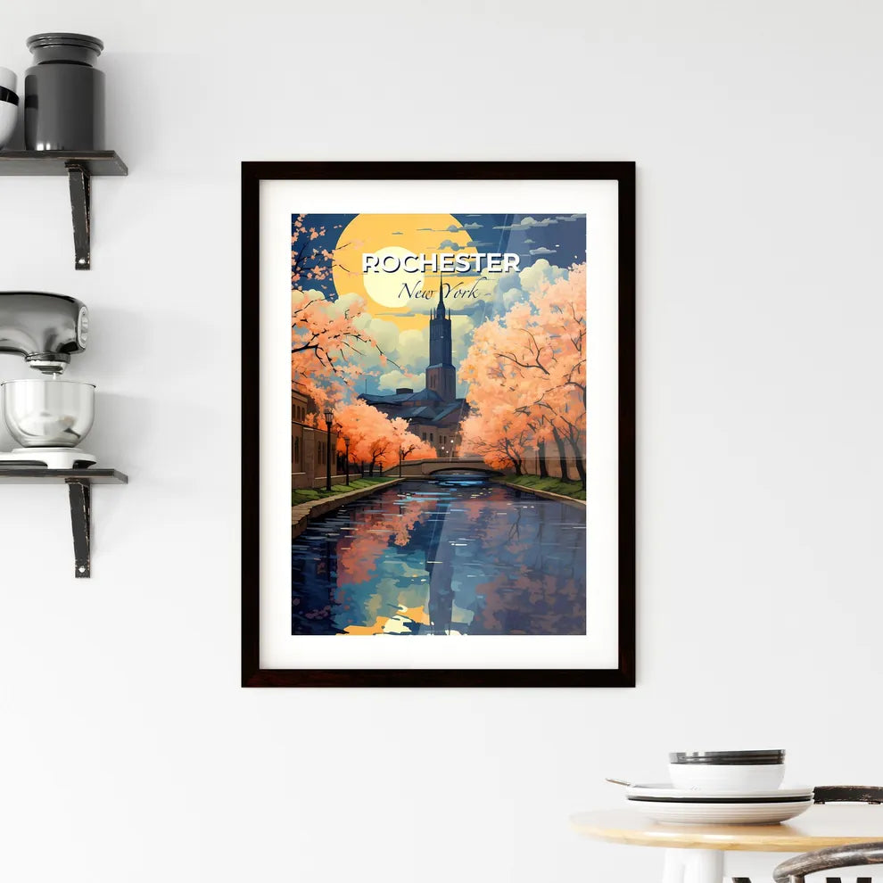 Rochester, New York, A Poster of a water canal with trees and a building in the background Default Title