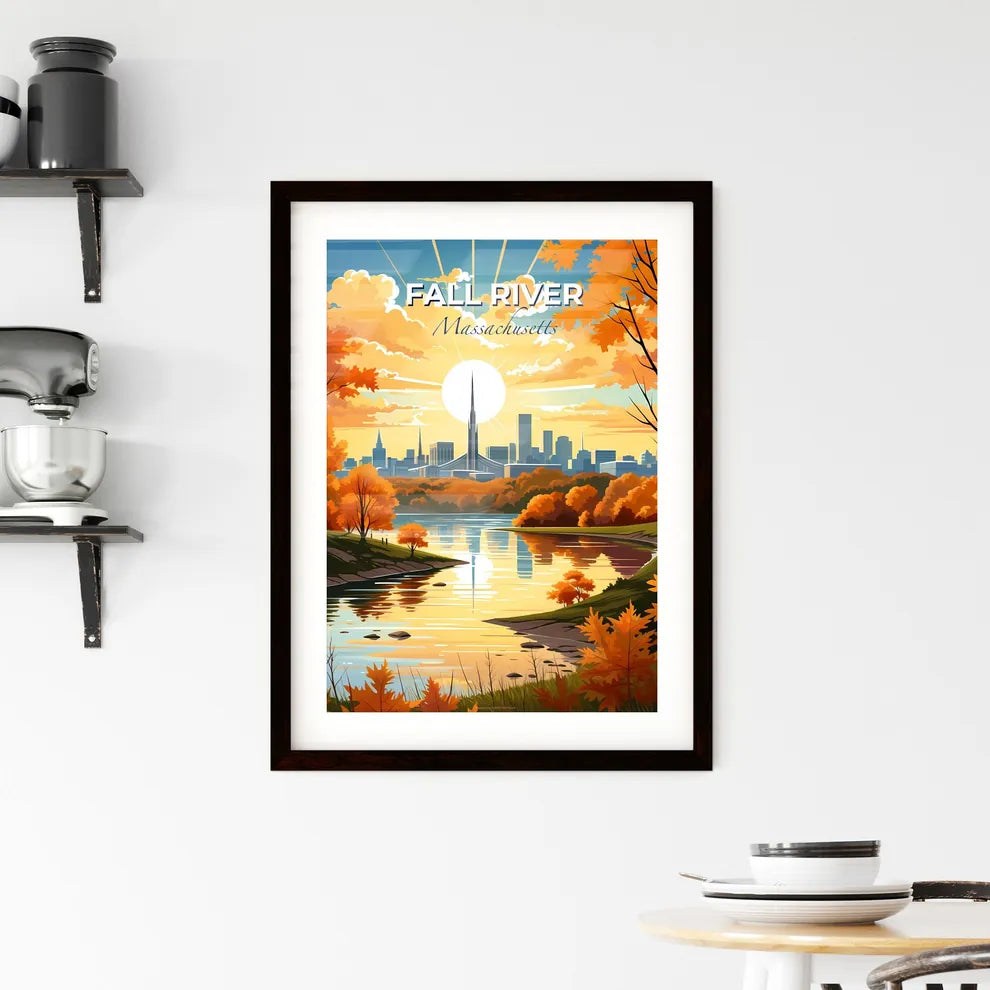 Fall River, Massachusetts, A Poster of a river with trees and a city in the background Default Title