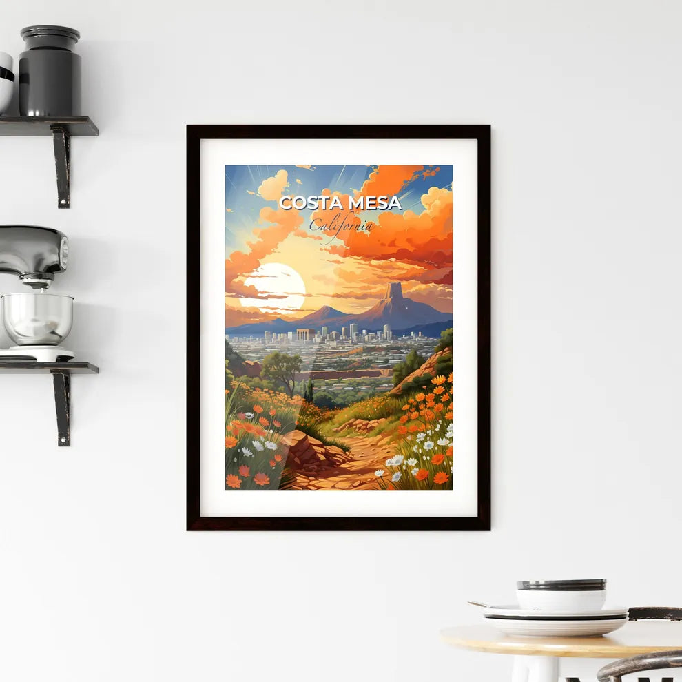 Costa Mesa, California, A Poster of a landscape with a city and mountains Default Title