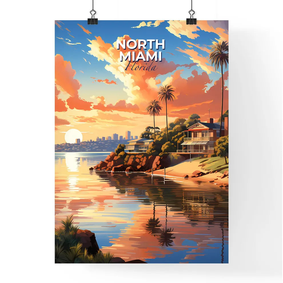 North Miami, Florida, A Poster of a house on a hill next to a body of water Default Title