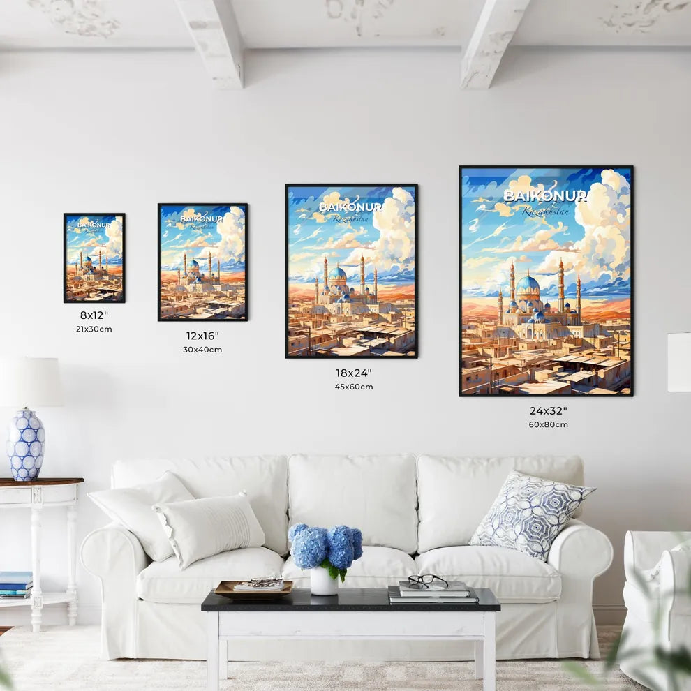 Baikonur, Kazakhstan, A Poster of a large building with towers and a blue dome Default Title