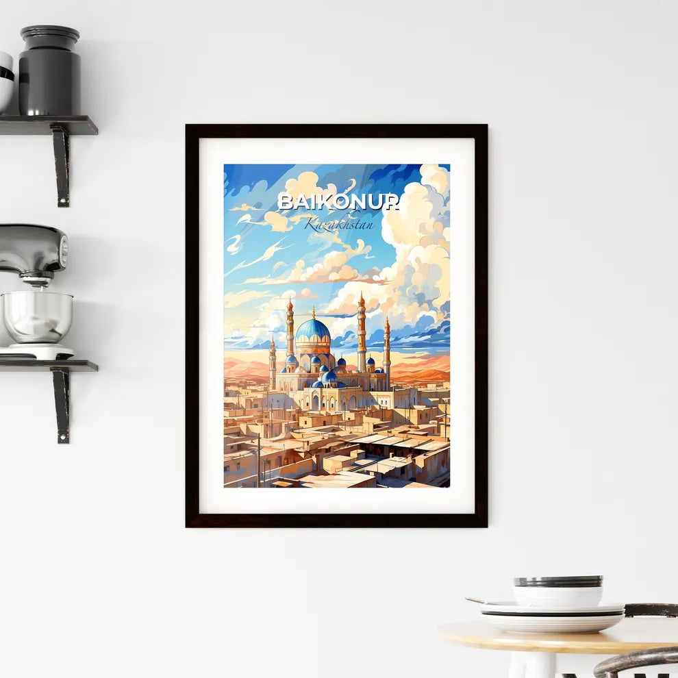 Baikonur, Kazakhstan, A Poster of a large building with towers and a blue dome Default Title