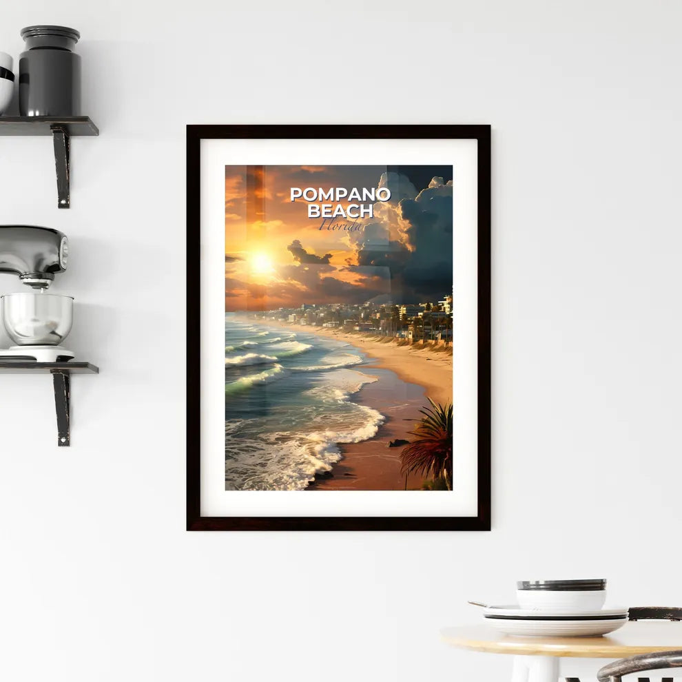 Pompano Beach, Florida, A Poster of a beach with buildings and waves Default Title
