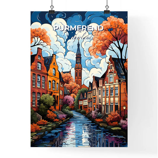 Purmerend, Netherlands, A Poster of a water canal with trees and buildings Default Title