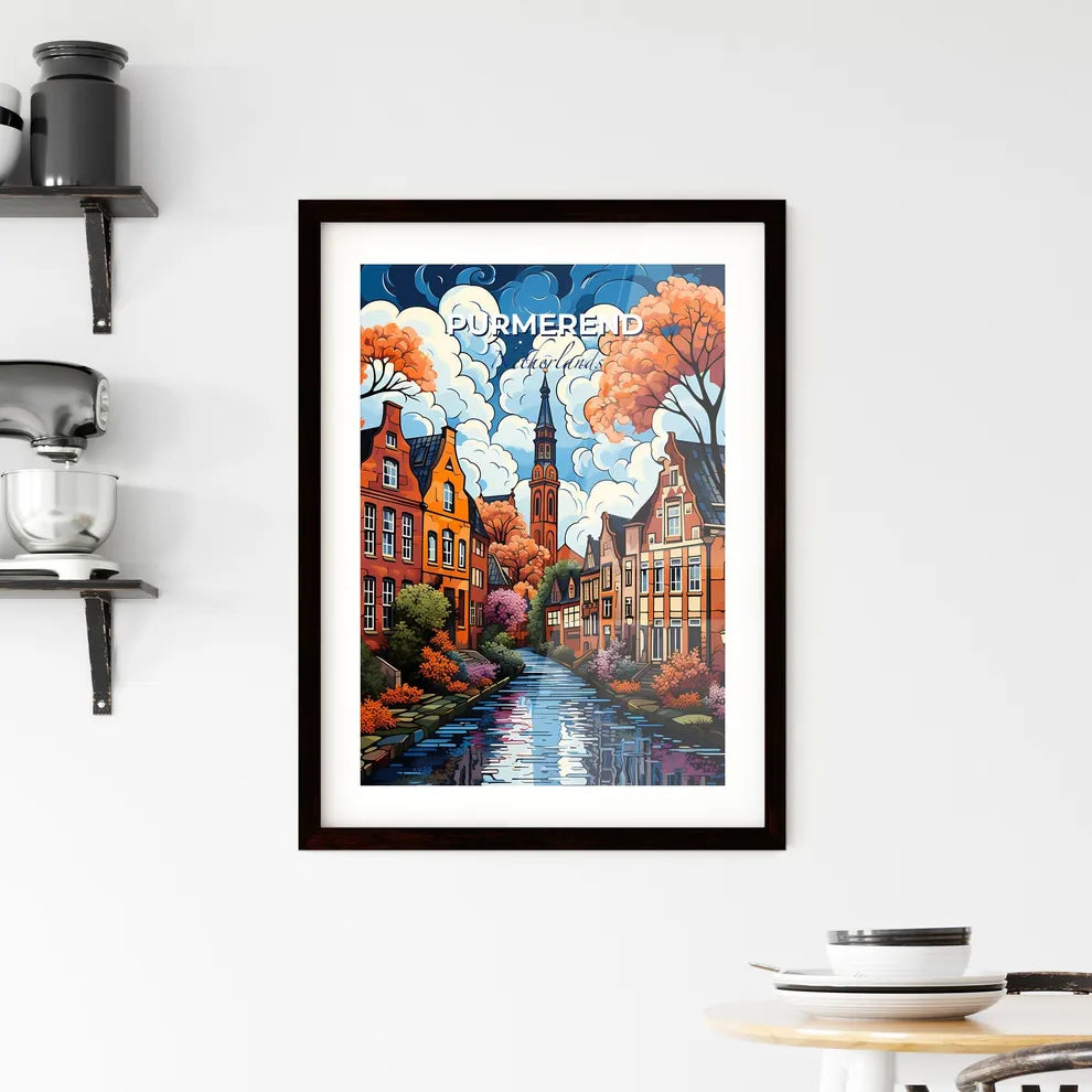 Purmerend, Netherlands, A Poster of a water canal with trees and buildings Default Title