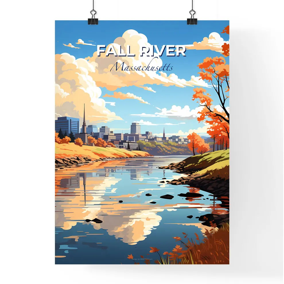 Fall River, Massachusetts, A Poster of a river with trees and buildings in the background Default Title