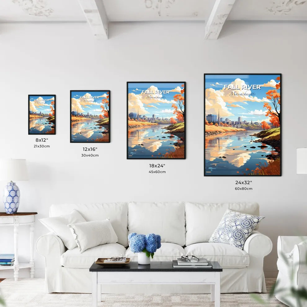 Fall River, Massachusetts, A Poster of a river with trees and buildings in the background Default Title