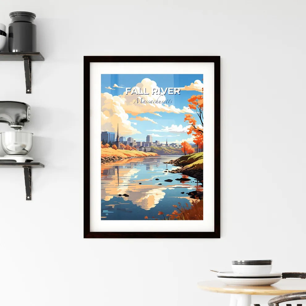 Fall River, Massachusetts, A Poster of a river with trees and buildings in the background Default Title