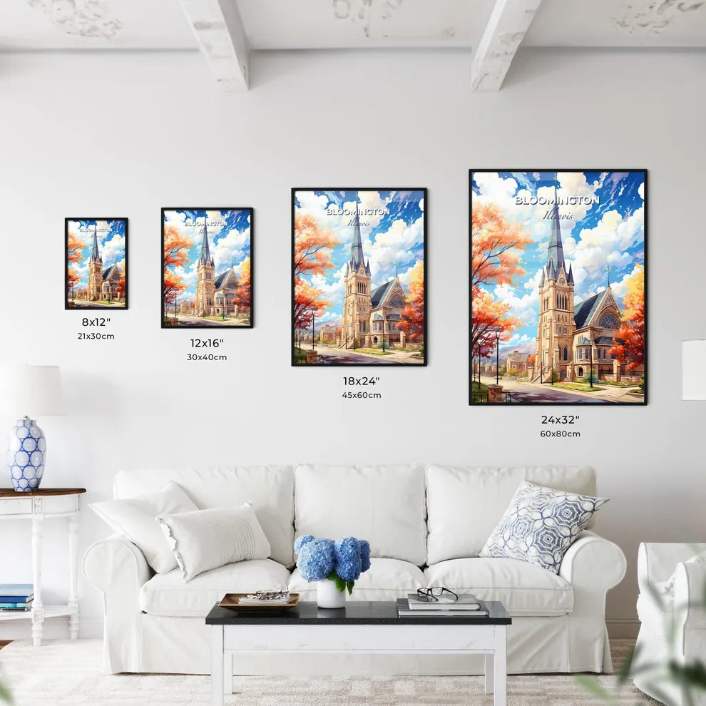 Bloomington, Illinois, A Poster of a church with a steeple and trees Default Title