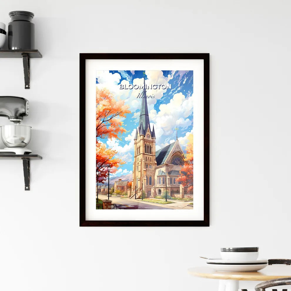 Bloomington, Illinois, A Poster of a church with a steeple and trees Default Title